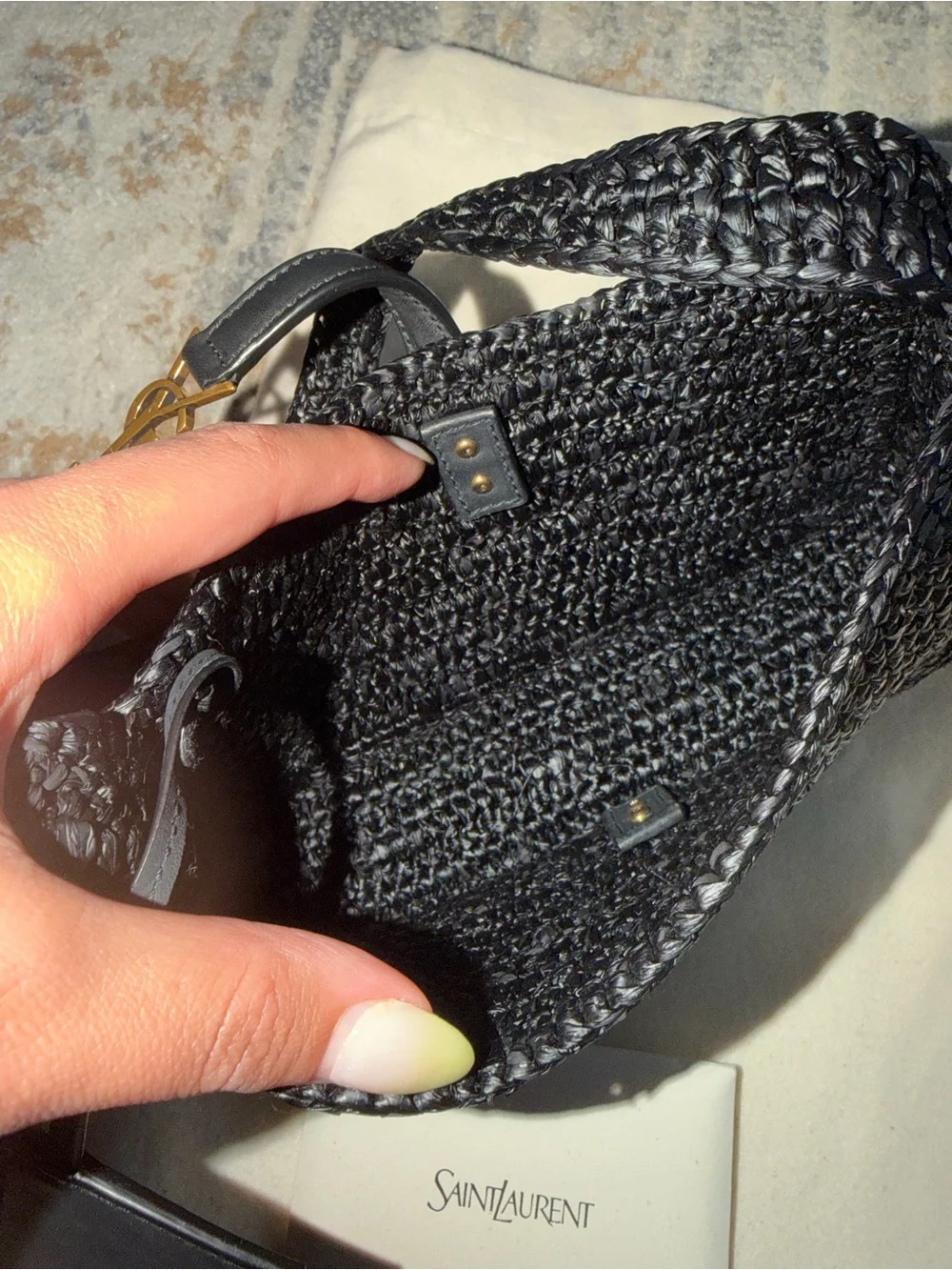 Saint Laurent YSL Le 5 A 7 Mini Raffia Shoulder Bag! - Picture 7 of 8
